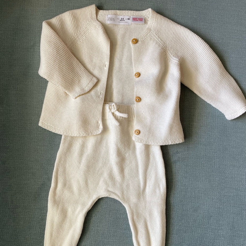 Zara Cream Knit baby sweater set
